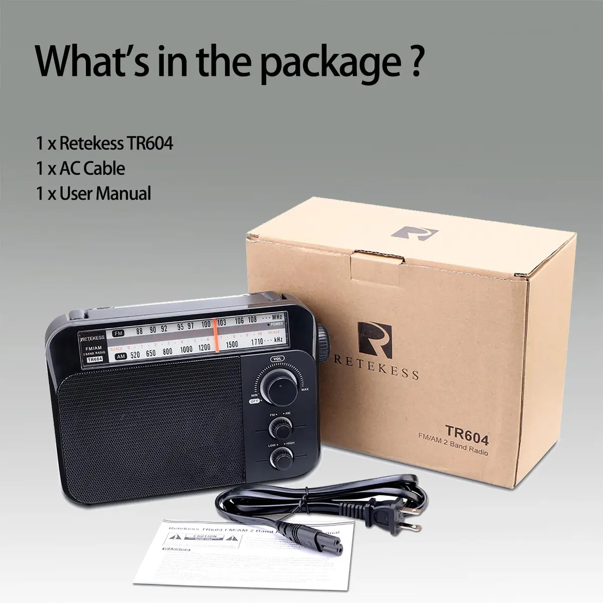 Retekess TR604 AM FM Radio Portable Plug-in Wall Black | Simple Operation for Elders - view 6
