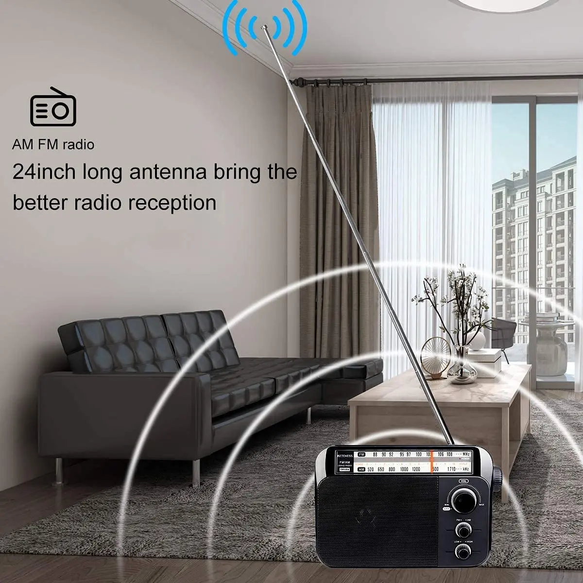Retekess TR604 AM FM Radio Portable Plug-in Wall Black | Simple Operation for Elders - view 2
