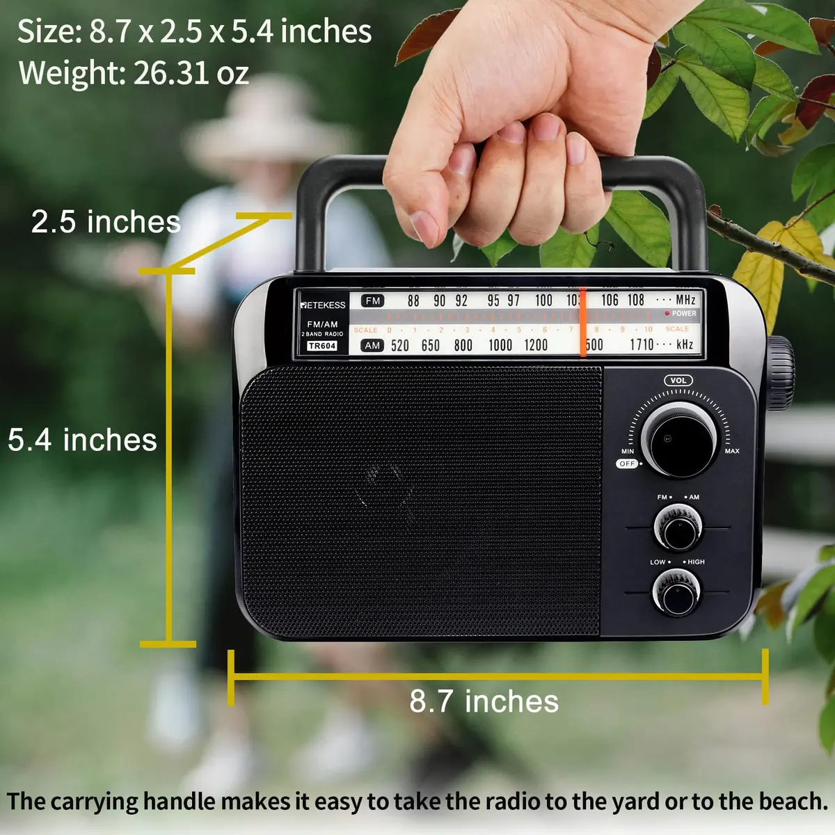 Retekess TR604 AM FM Radio Portable Plug-in Wall Black | Simple Operation for Elders - view 4