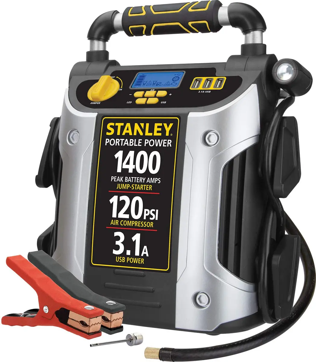 STANLEY Jump Starter 1400 Peak Amps | 120 PSI Inflator, USB & LED Light, 12V Battery Support - main product image