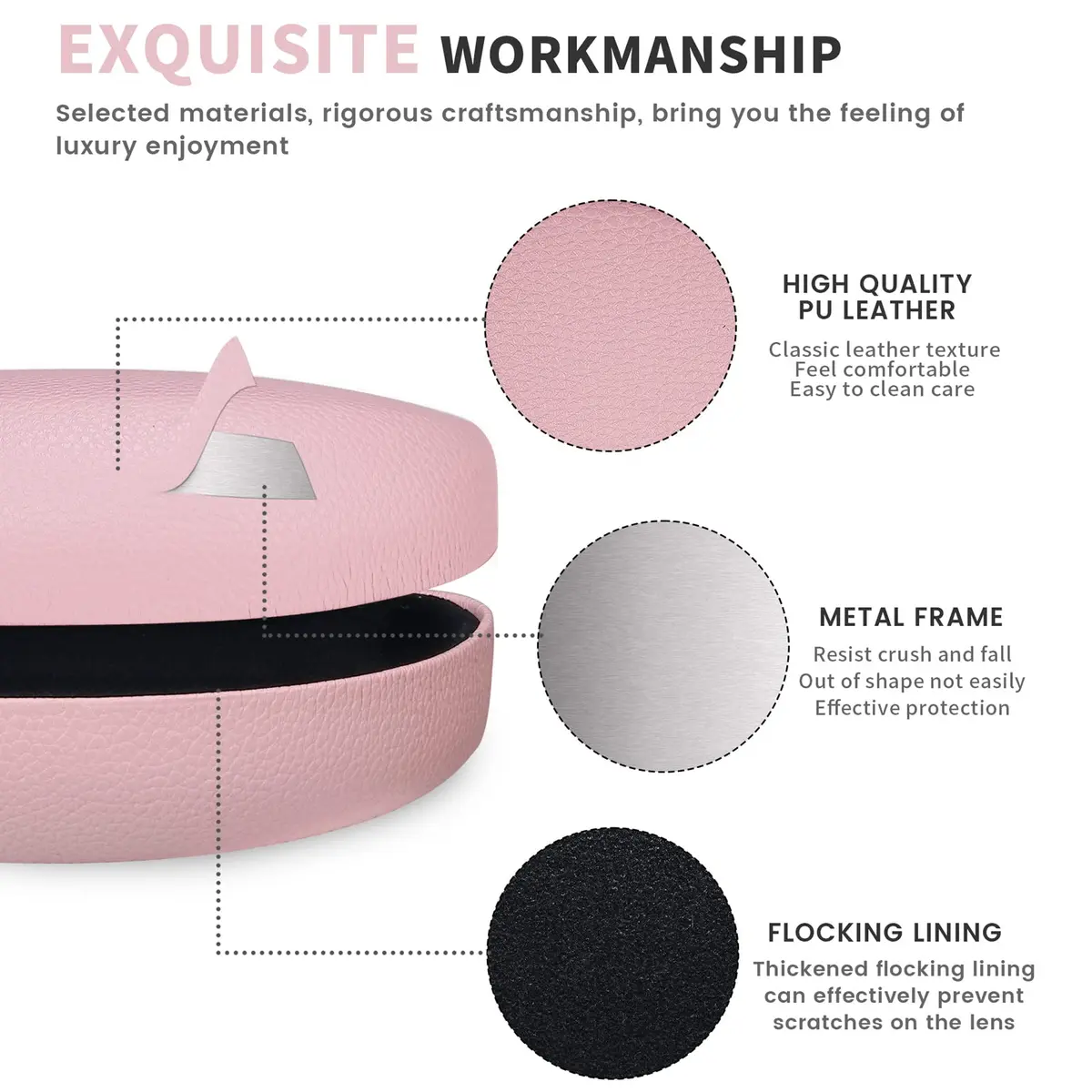 molshine Hard Shell Sunglasses Case Classic Large Pink | Protects Glasses from Extrusion & Falls - view 4