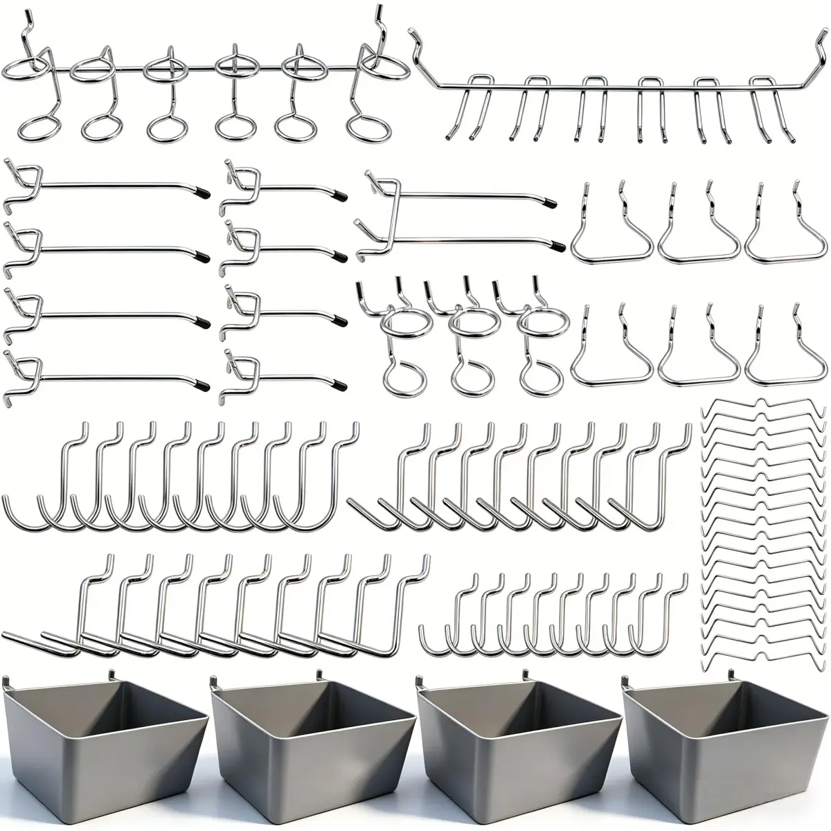 FRIMOONY 80-Piece Pegboard Hooks Assortment with Bins and Peg Locks | Organize Tools, Garage, Kitchen - main product image