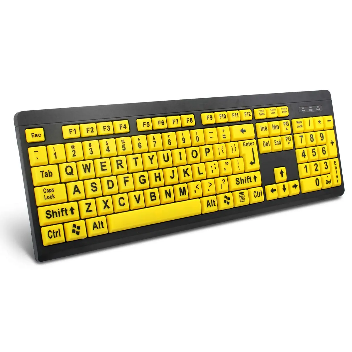 BOOGIIO Large Print Computer Keyboard Wired USB High Contrast Yellow+Black | Ergonomic Design for Visually Impaired - main product image