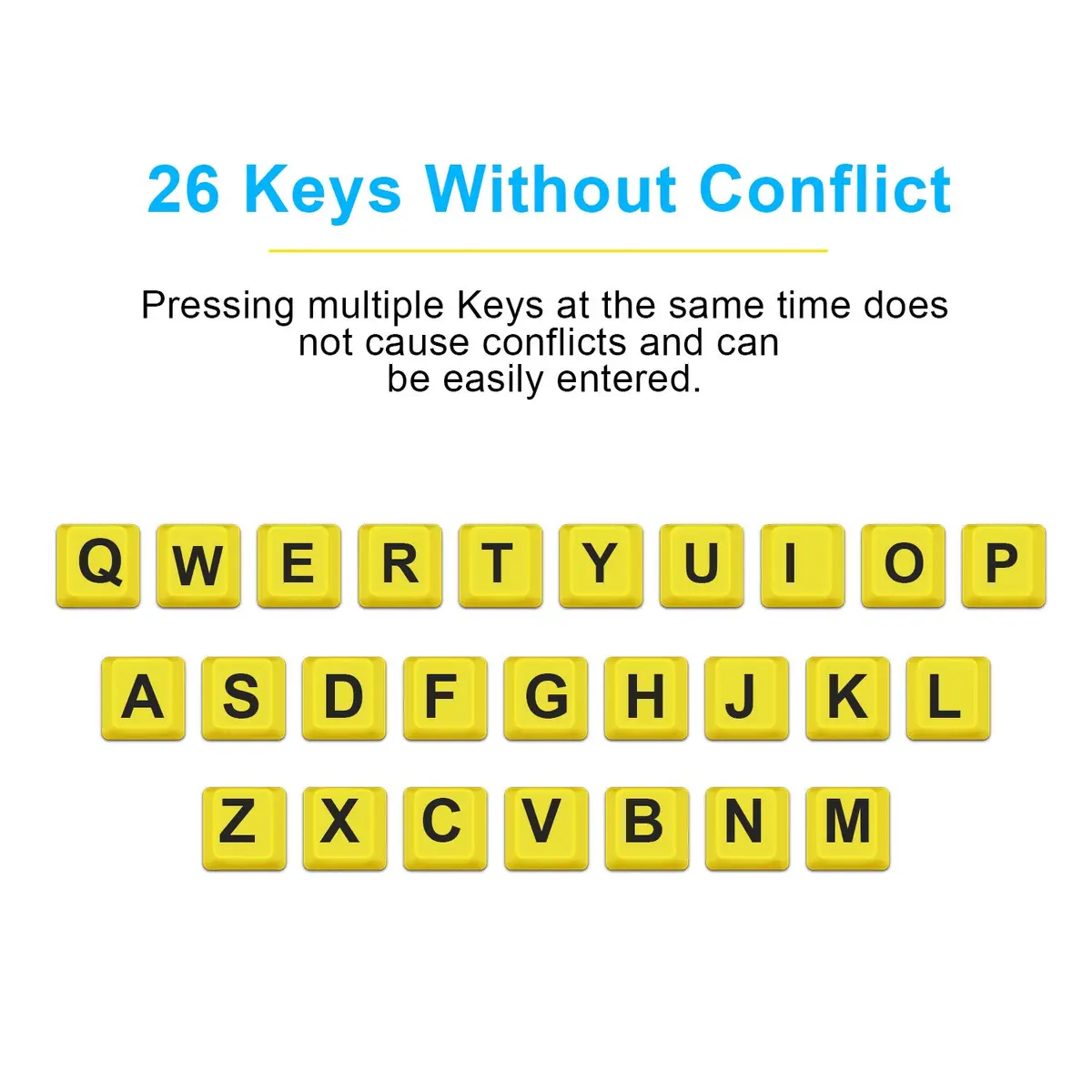 BOOGIIO Large Print Computer Keyboard Wired USB High Contrast Yellow+Black | Ergonomic Design for Visually Impaired - view 6