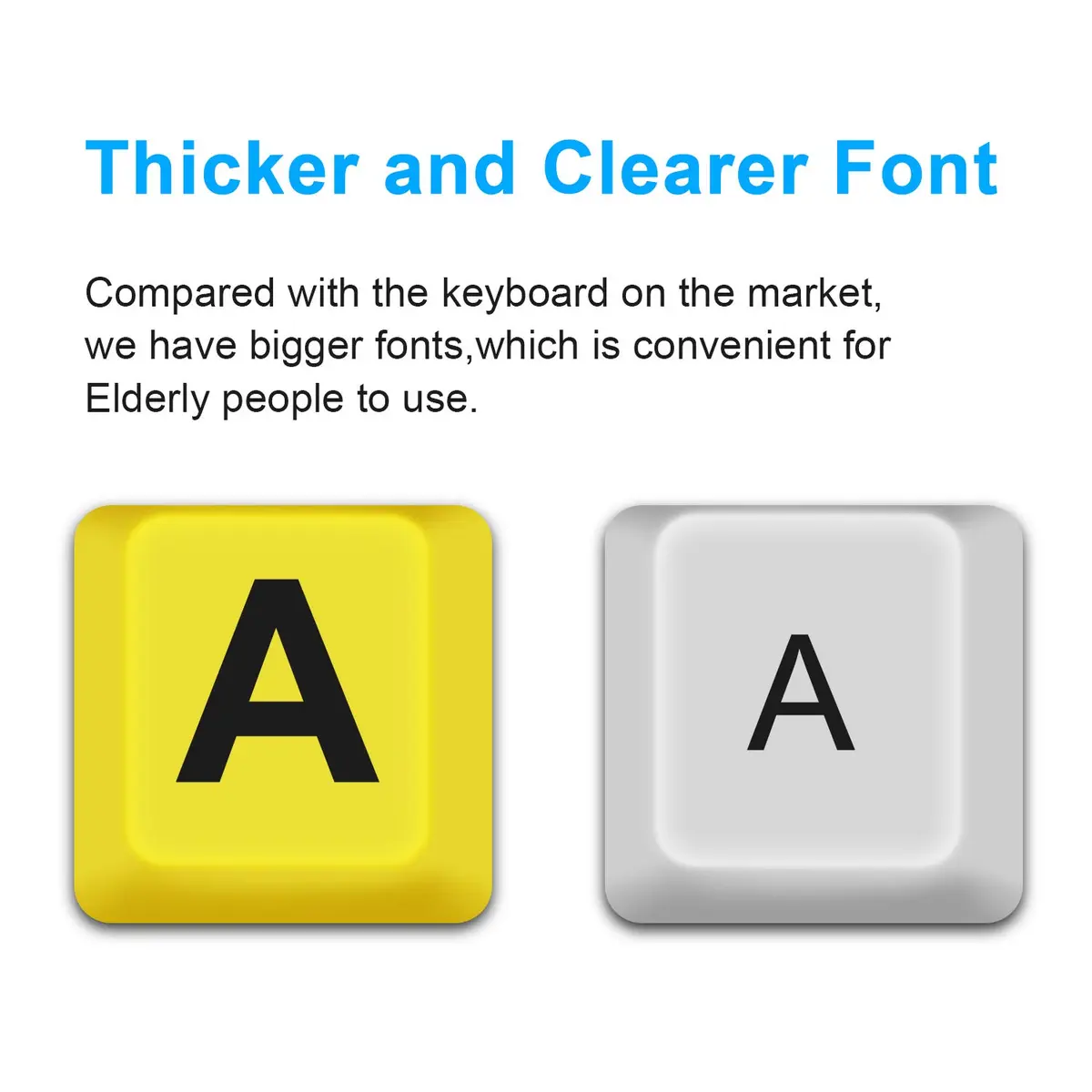 BOOGIIO Large Print Computer Keyboard Wired USB High Contrast Yellow+Black | Ergonomic Design for Visually Impaired - view 4