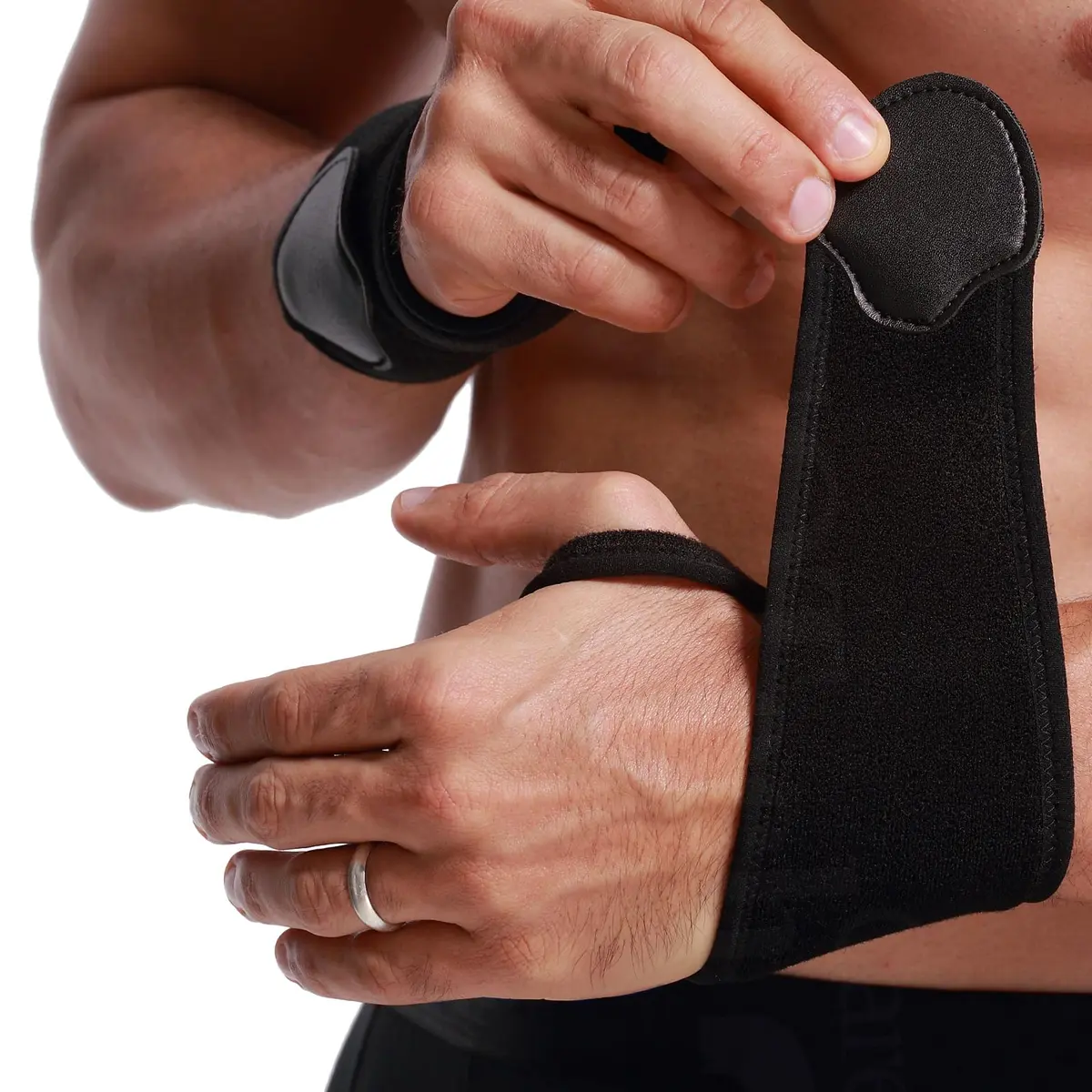 NeoTech Care Wrist Band - Elastic & Breathable Fabric - Adjustable Compression Strap for Men & Women (Black, Size L, 1 Pair) - main product image