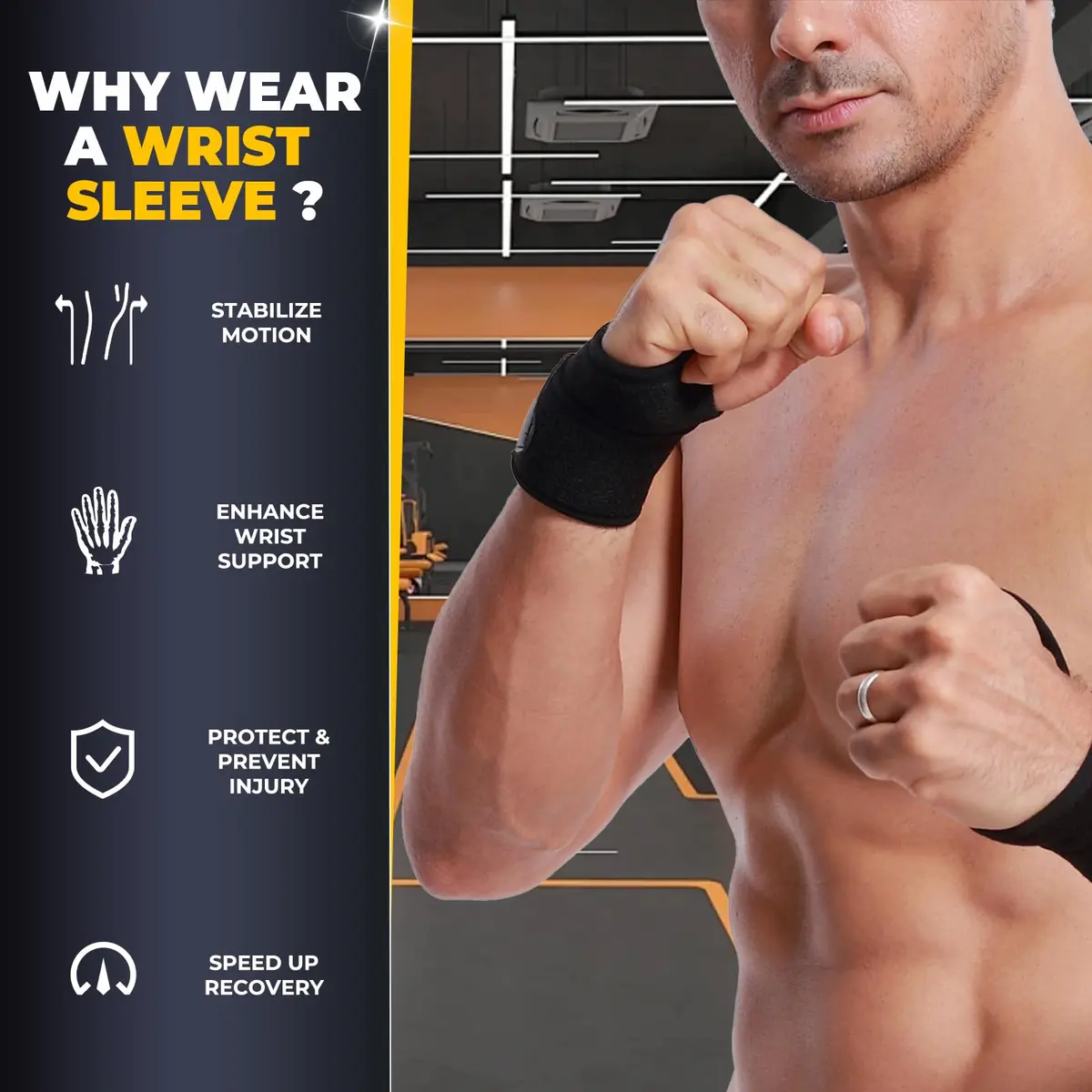 NeoTech Care Wrist Band - Elastic & Breathable Fabric - Adjustable Compression Strap for Men & Women (Black, Size L, 1 Pair) - view 7