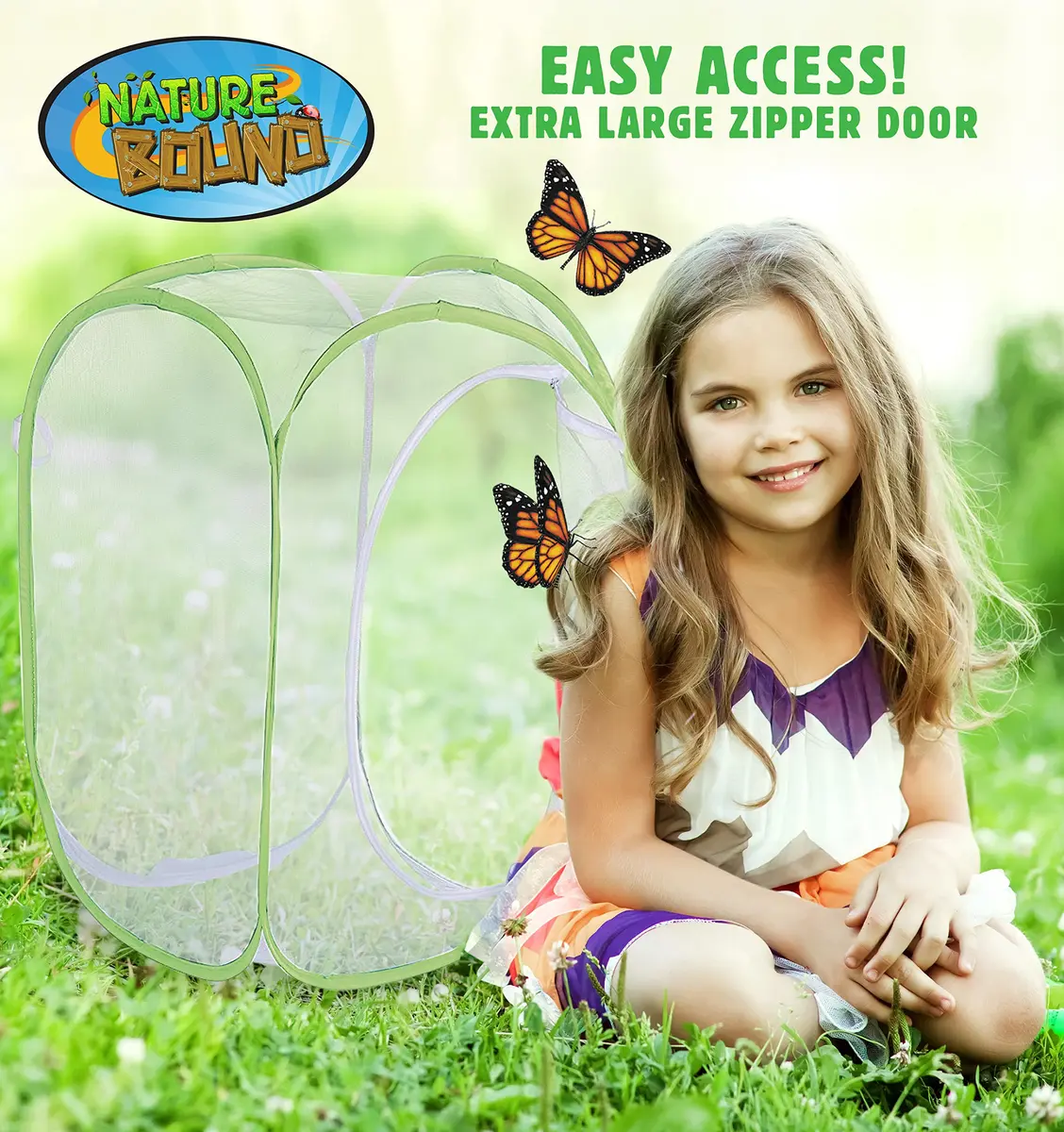 Nature Bound Butterfly Growing Kit - Live Caterpillar to Butterfly Project for Kids - Includes Voucher for Caterpillars, Green Pop-Up Enclosure, and STEM Learning Guide (Rectangle Design) | Educational Butterfly Kit - view 5