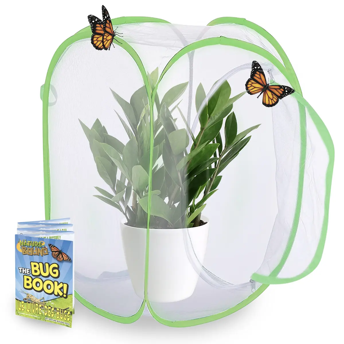 Nature Bound Butterfly Growing Kit - Live Caterpillar to Butterfly Project for Kids - Includes Voucher for Caterpillars, Green Pop-Up Enclosure, and STEM Learning Guide (Rectangle Design) | Educational Butterfly Kit - main product image