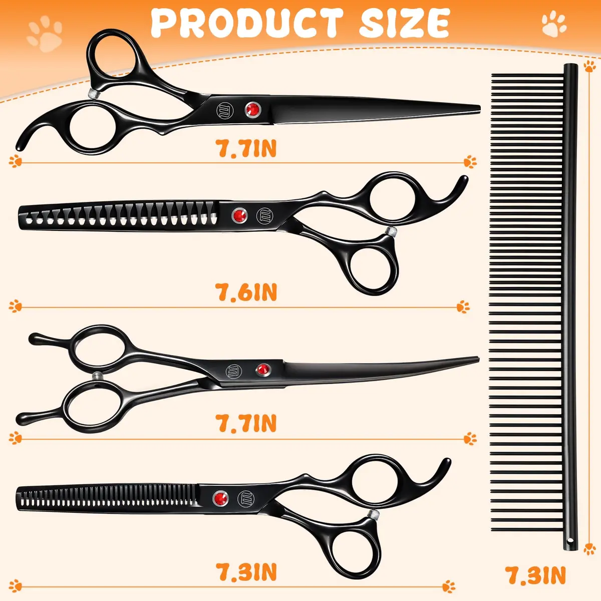 Moontay Dog Grooming Scissors Set, 7 Inch/8 Inch | Professional Shears for Pet Grooming - view 5
