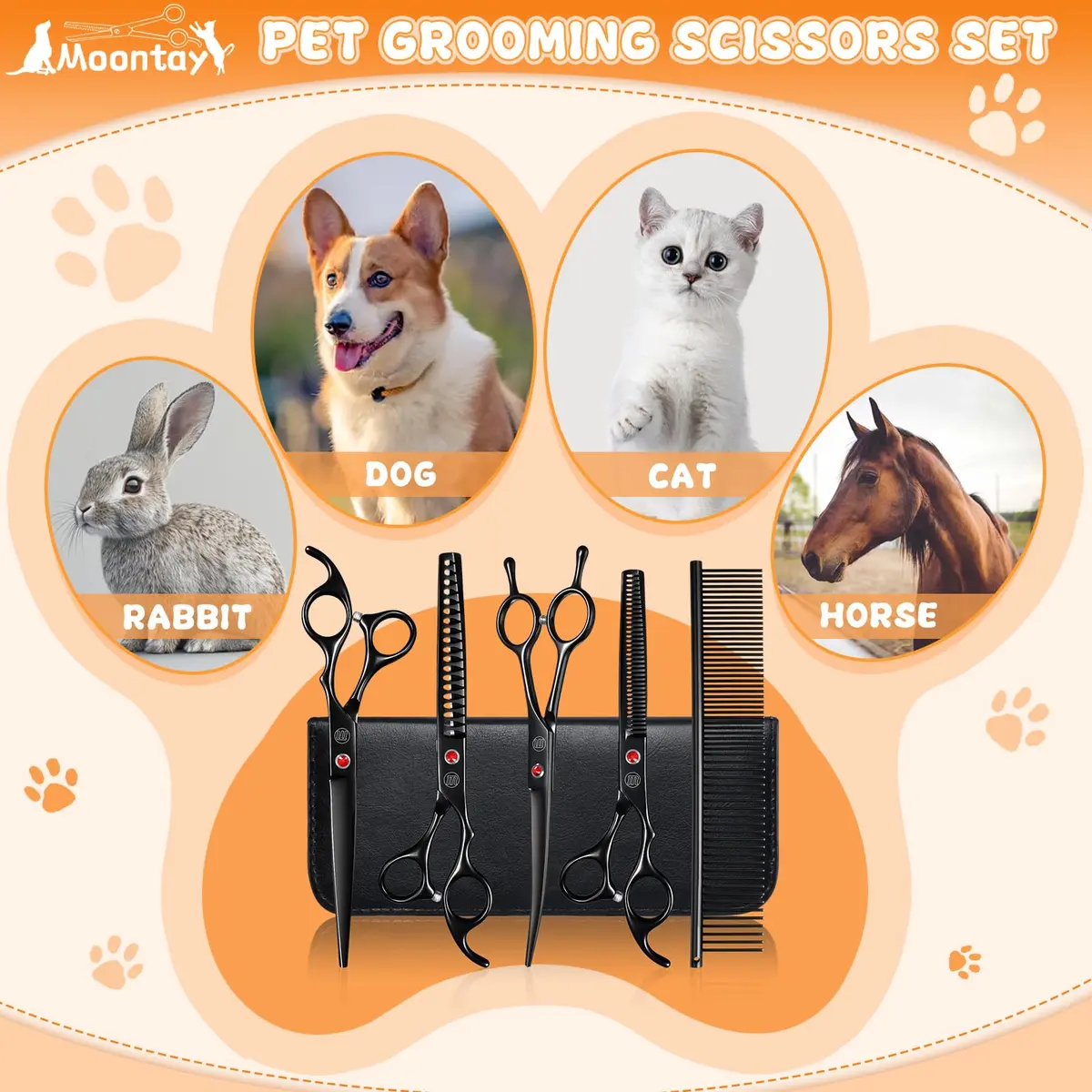 Moontay Dog Grooming Scissors Set, 7 Inch/8 Inch | Professional Shears for Pet Grooming - view 7