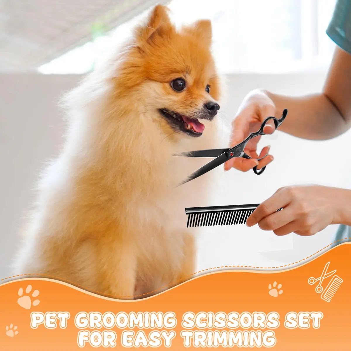 Moontay Dog Grooming Scissors Set, 7 Inch/8 Inch | Professional Shears for Pet Grooming - view 2