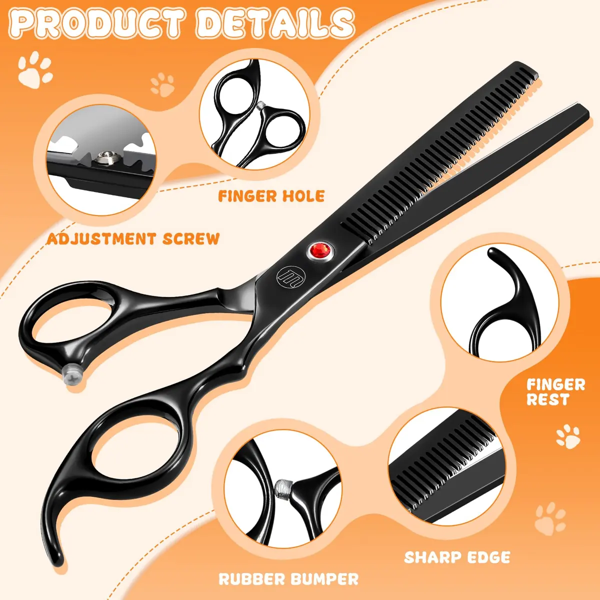 Moontay Dog Grooming Scissors Set, 7 Inch/8 Inch | Professional Shears for Pet Grooming - view 4