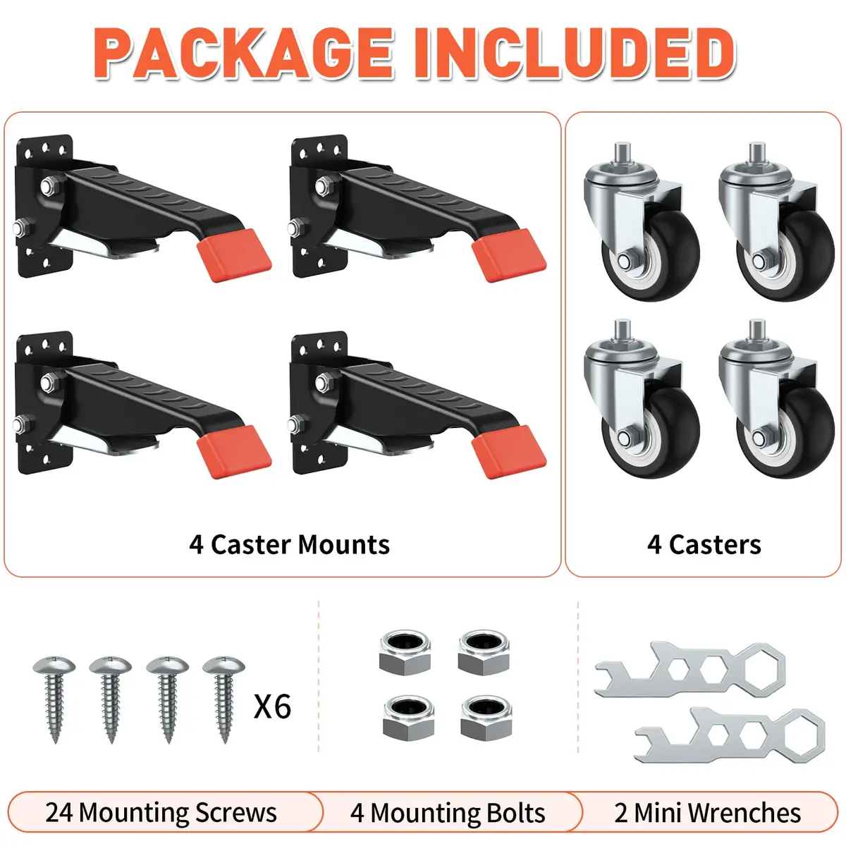 SPACEKEEPER Heavy Duty Retractable Workbench Casters Kit 660 Lbs Capacity | 4 Pack with 2.5-inch Urethane Wheels - view 7