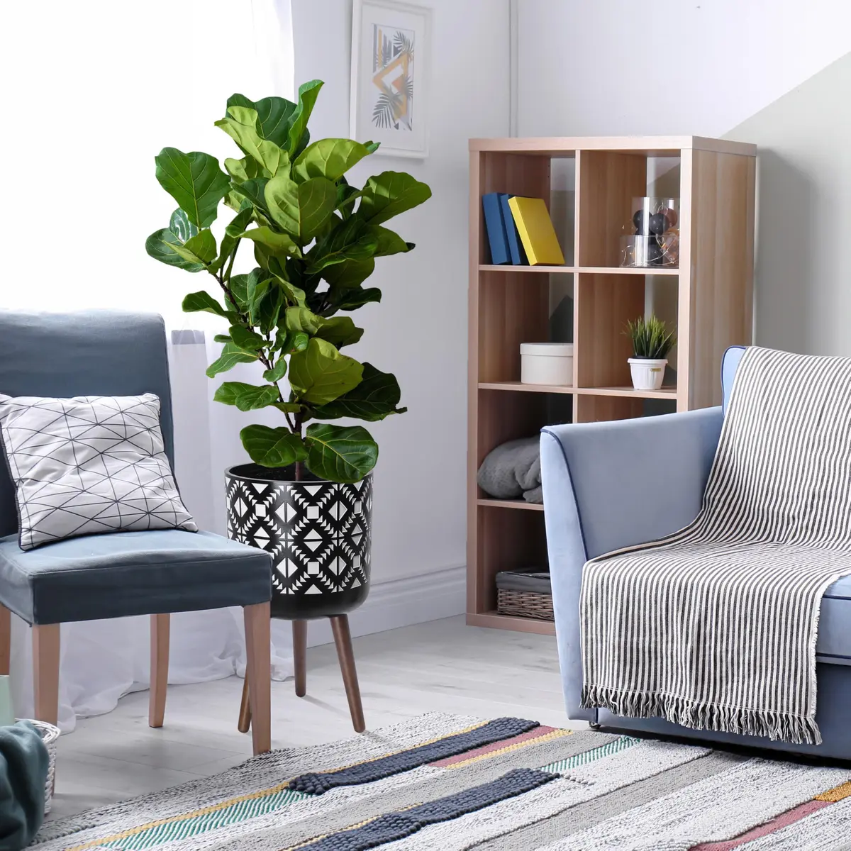 D'vine Dev Planter Pot with Wood Stand 12 in | Mid-Century Modern Indoor Plant Display - view 5