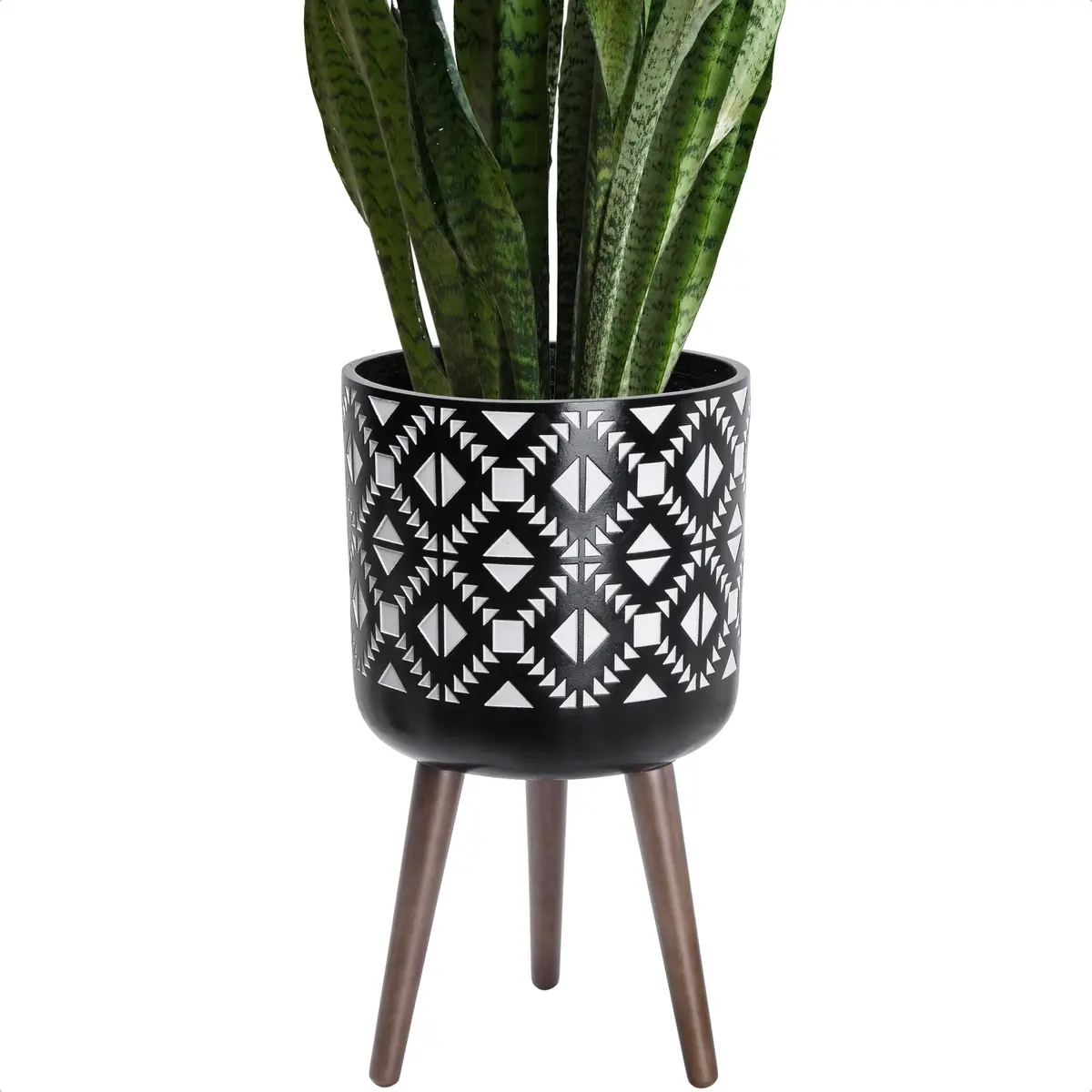 D'vine Dev Planter Pot with Wood Stand 12 in | Mid-Century Modern Indoor Plant Display - view 7