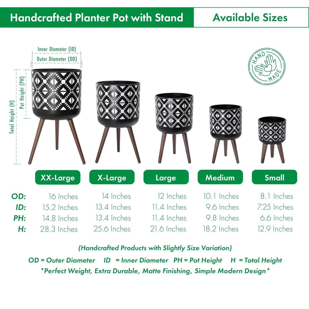 D'vine Dev Planter Pot with Wood Stand 14 in | Mid-Century Modern Indoor Plant Display - view 3