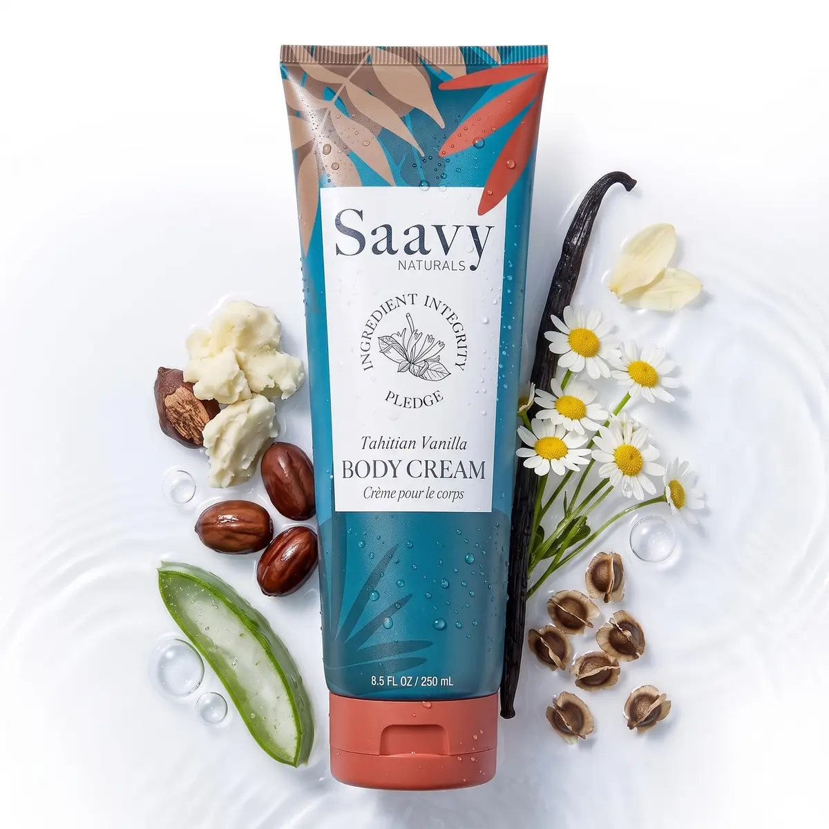 Saavy Naturals Deeply Hydrating Body Cream for Dry Skin – Nourishing Shea Butter, Plant-Based & Sustainably Sourced – Tahitian Vanilla 8.5 fl oz - main product image