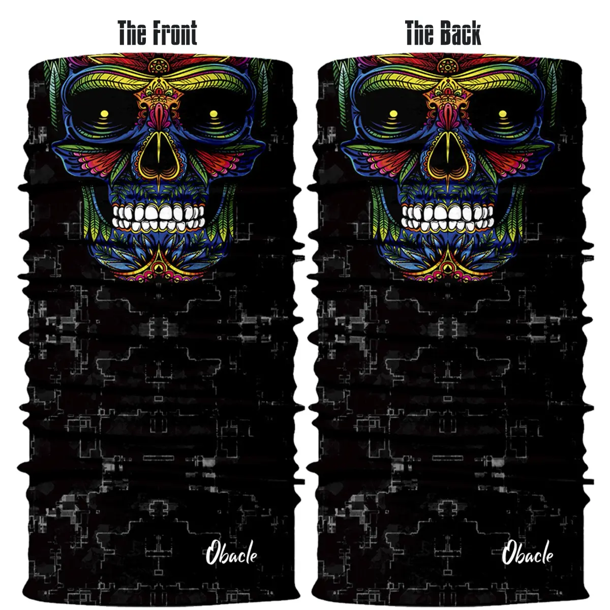 Obacle Skull Face Mask Half - Skull Blue-Red-Green Face for Dust, Wind & UV Protection - view 3