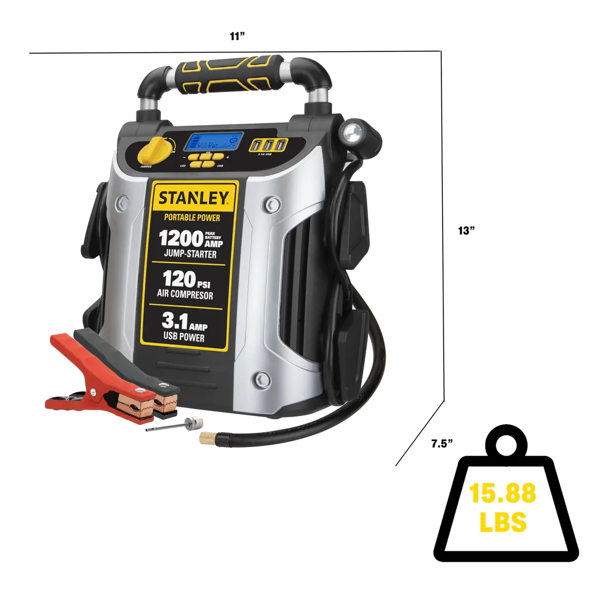 Stanley Jump Starter with 1200 Peak Amps & 120 PSI Inflator | Portable Power & Emergency Kit - view 2