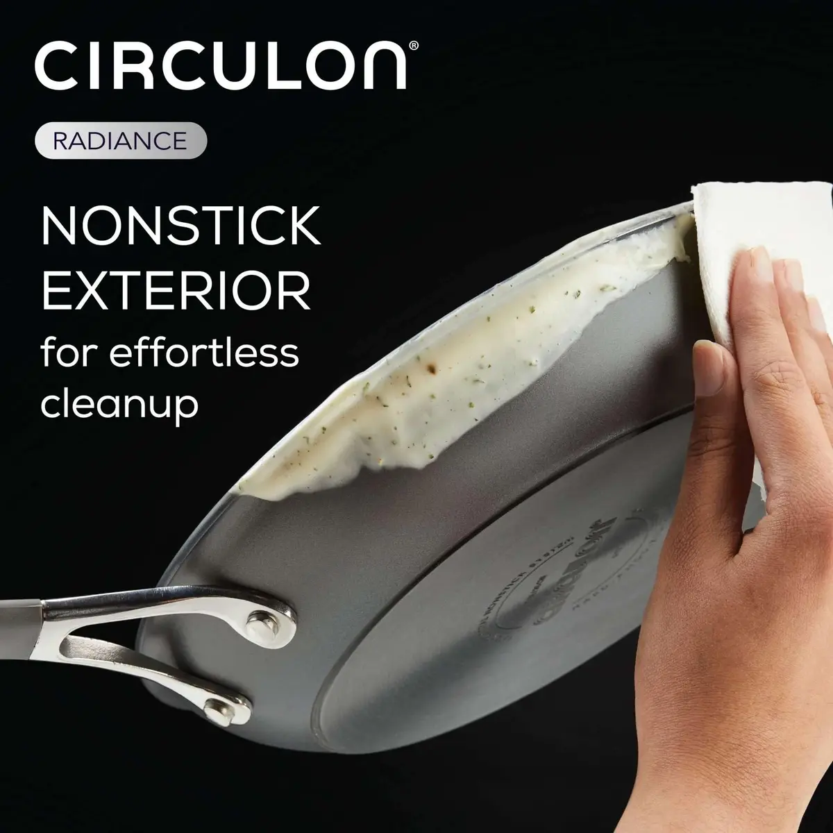 Circulon Radiance Hard Anodized Nonstick Frying Pan Set, 3-Piece, Gray | Durable, Oven Safe to 400°F, Dishwasher Safe - view 5