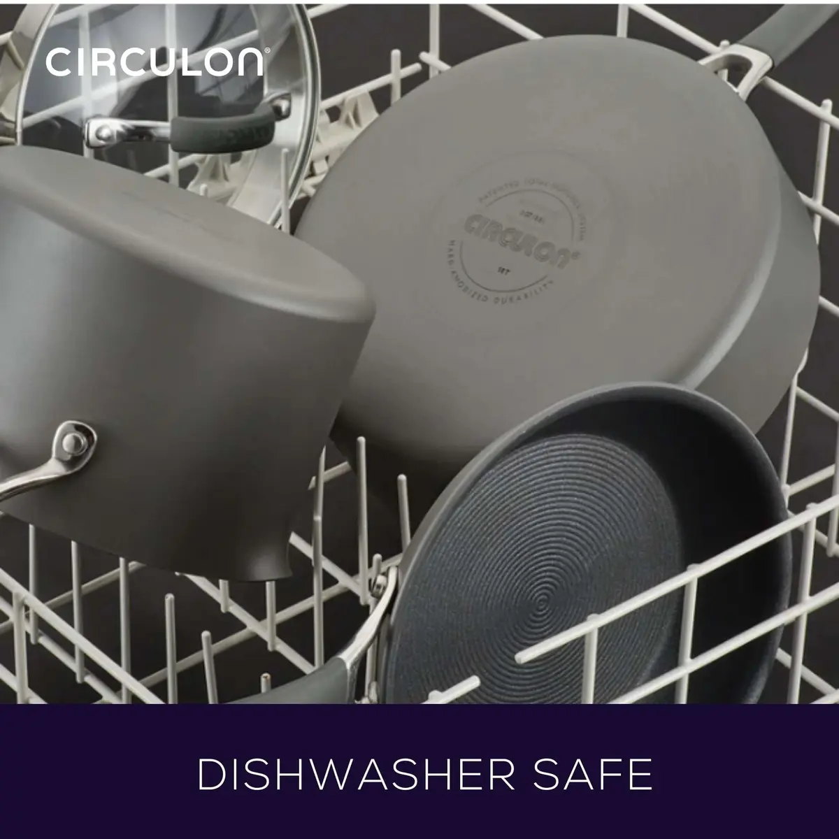 Circulon Radiance Hard Anodized Nonstick Frying Pan Set, 3-Piece, Gray | Durable, Oven Safe to 400°F, Dishwasher Safe - view 8