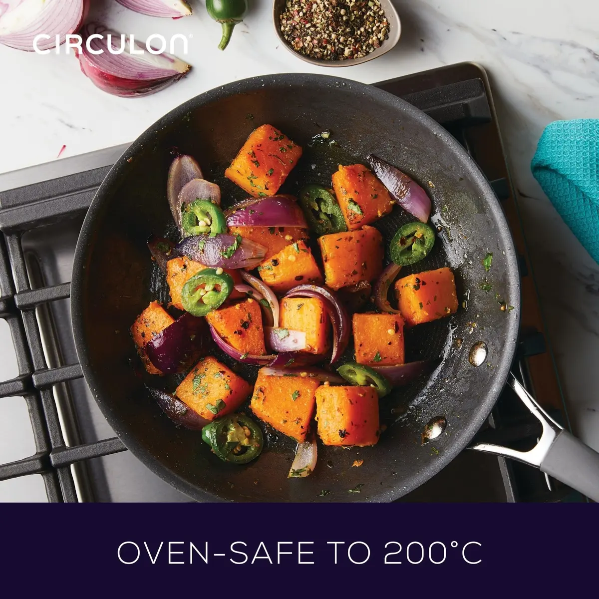Circulon Radiance Hard Anodized Nonstick Frying Pan Set, 3-Piece, Gray | Durable, Oven Safe to 400°F, Dishwasher Safe - view 9