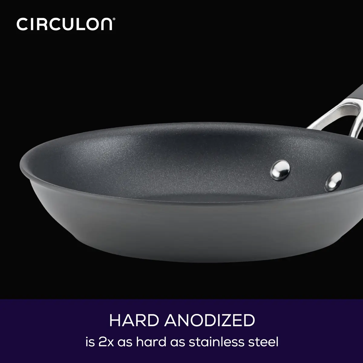 Circulon Radiance Hard Anodized Nonstick Frying Pan Set, 3-Piece, Gray | Durable, Oven Safe to 400°F, Dishwasher Safe - view 4
