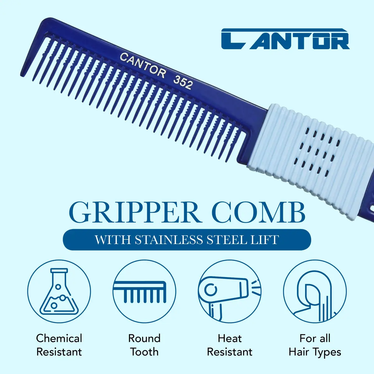 Cantor Hair Comb Set 2 Pack, Stainless Steel, All Hair Types | Anti Static & Heat Resistant - view 3