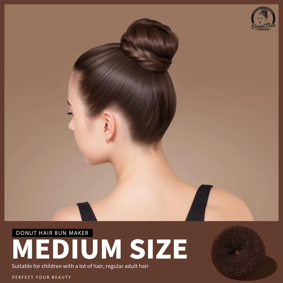 Teenitor Brown Hair Bun Maker for Women & Girls | 4 Sizes (6-11cm) - view 4