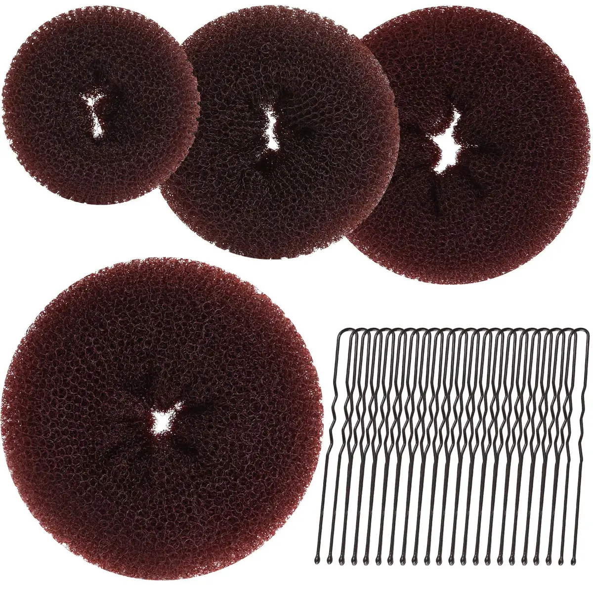 Teenitor Brown Hair Bun Maker for Women & Girls | 4 Sizes (6-11cm) - main product image