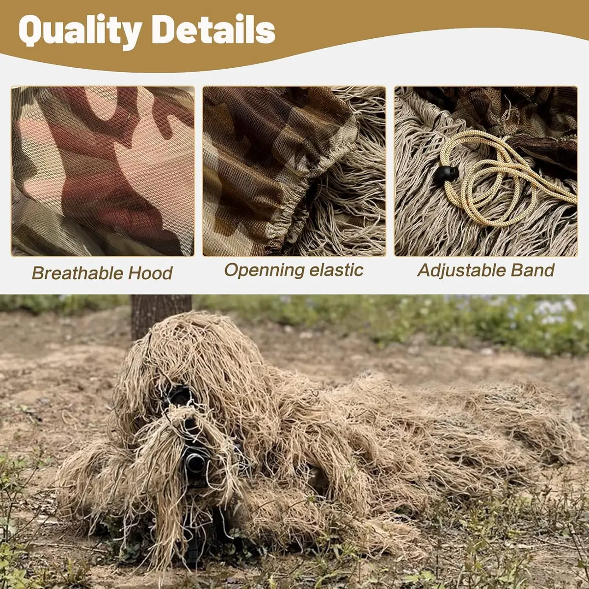 MOPHOTO 5 in 1 Ghillie Suit 3D Camouflage Hunting Suit - Jacket, Pants, Hood, Carry Bag, Adult & Youth, M/L/XL/XXL - view 3