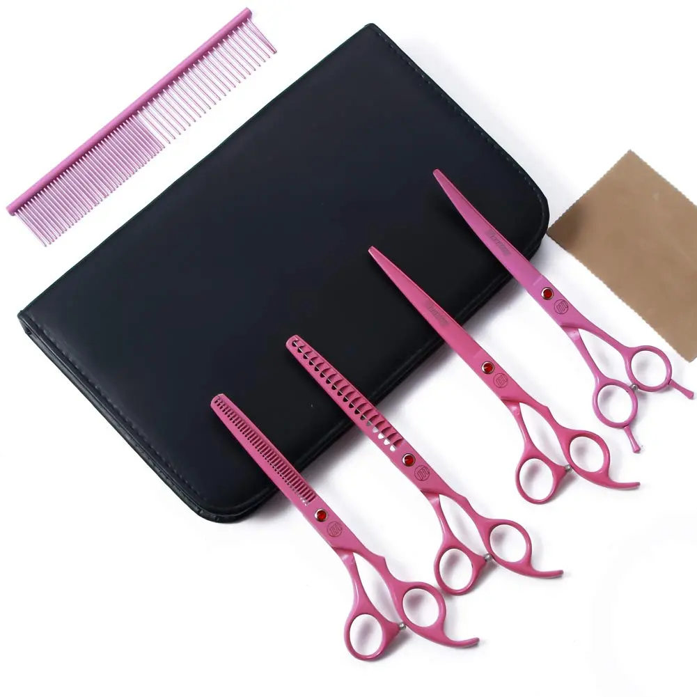 Moontay 7" Professional Dog Grooming Scissors Set of 5 with Pet Comb & Bag | Sharp, Ergonomic & Hand Forged - main product image
