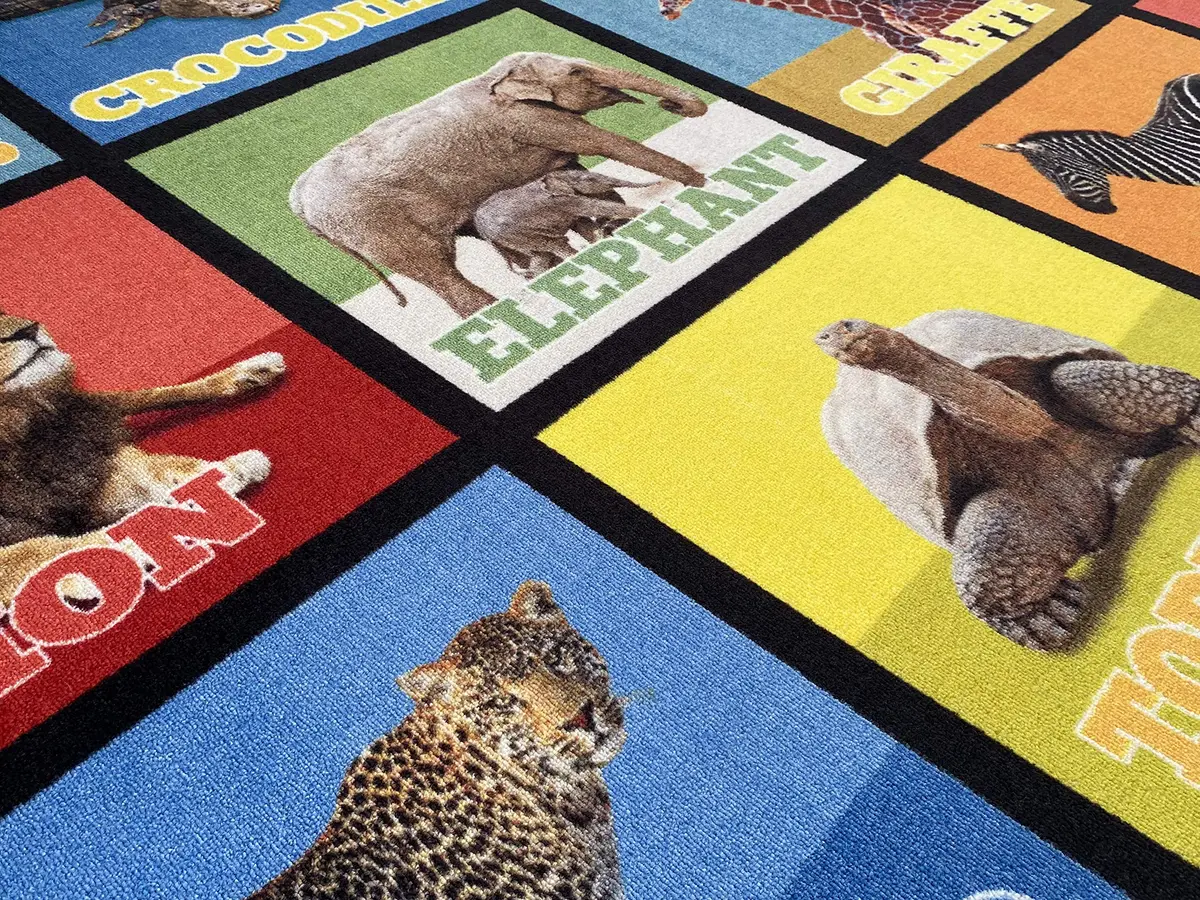 KIDCARPET.COM Animal Picture Squares 6' x 8'6" Rectangle Area Rug | Realistic Animal Photos for Kids' Room - view 4