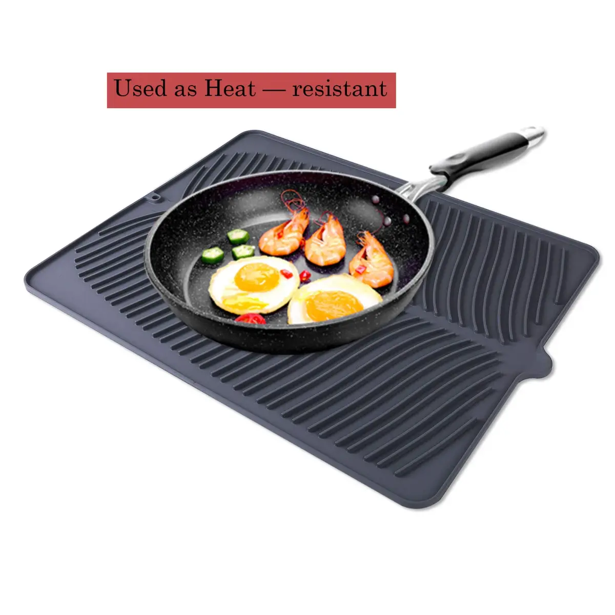 Yacee Gray Silicone Dish Drying Mat XL 61cm x 46cm (24" x 18") | Heat Resistant Trivet & Countertop Protector - view 6