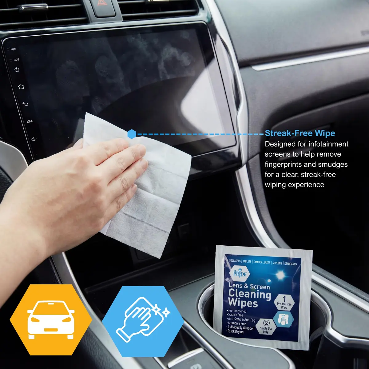 MED PRIDE Lens and Screen Cleaning Wipes 100 Count | Anti-Fog, Scratch-Free, Anti-Static for Eyeglasses & Devices - view 4
