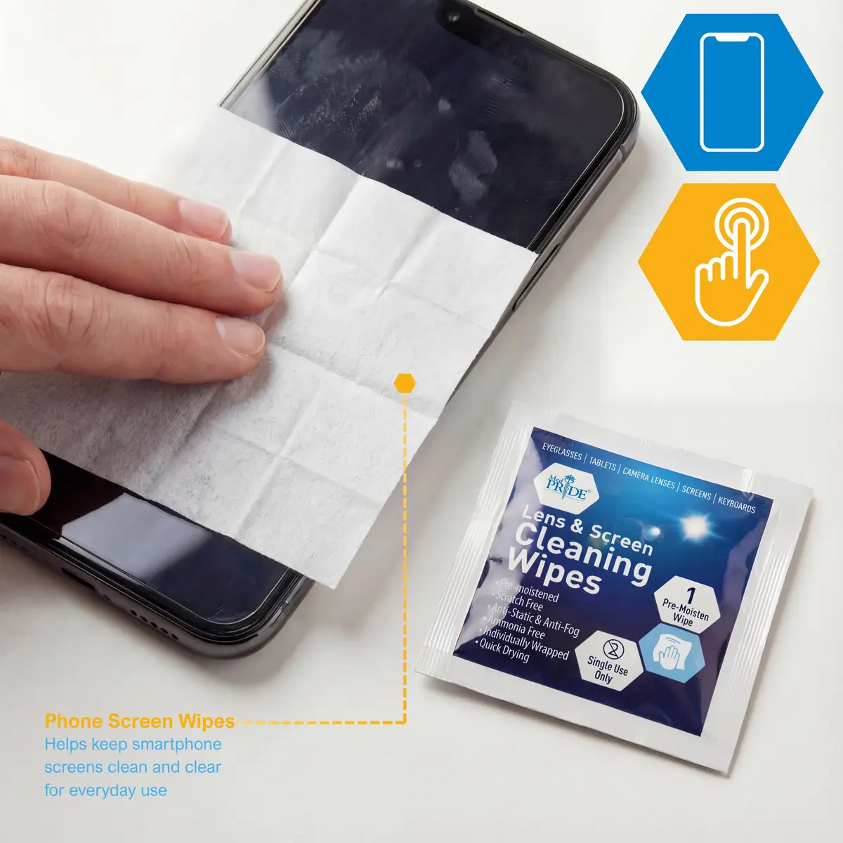 MED PRIDE Lens and Screen Cleaning Wipes 100 Count | Anti-Fog, Scratch-Free, Anti-Static for Eyeglasses & Devices - view 7