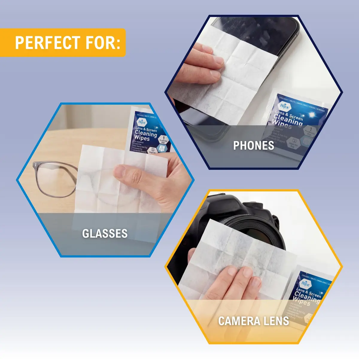 MED PRIDE Lens and Screen Cleaning Wipes 100 Count | Anti-Fog, Scratch-Free, Anti-Static for Eyeglasses & Devices - view 9