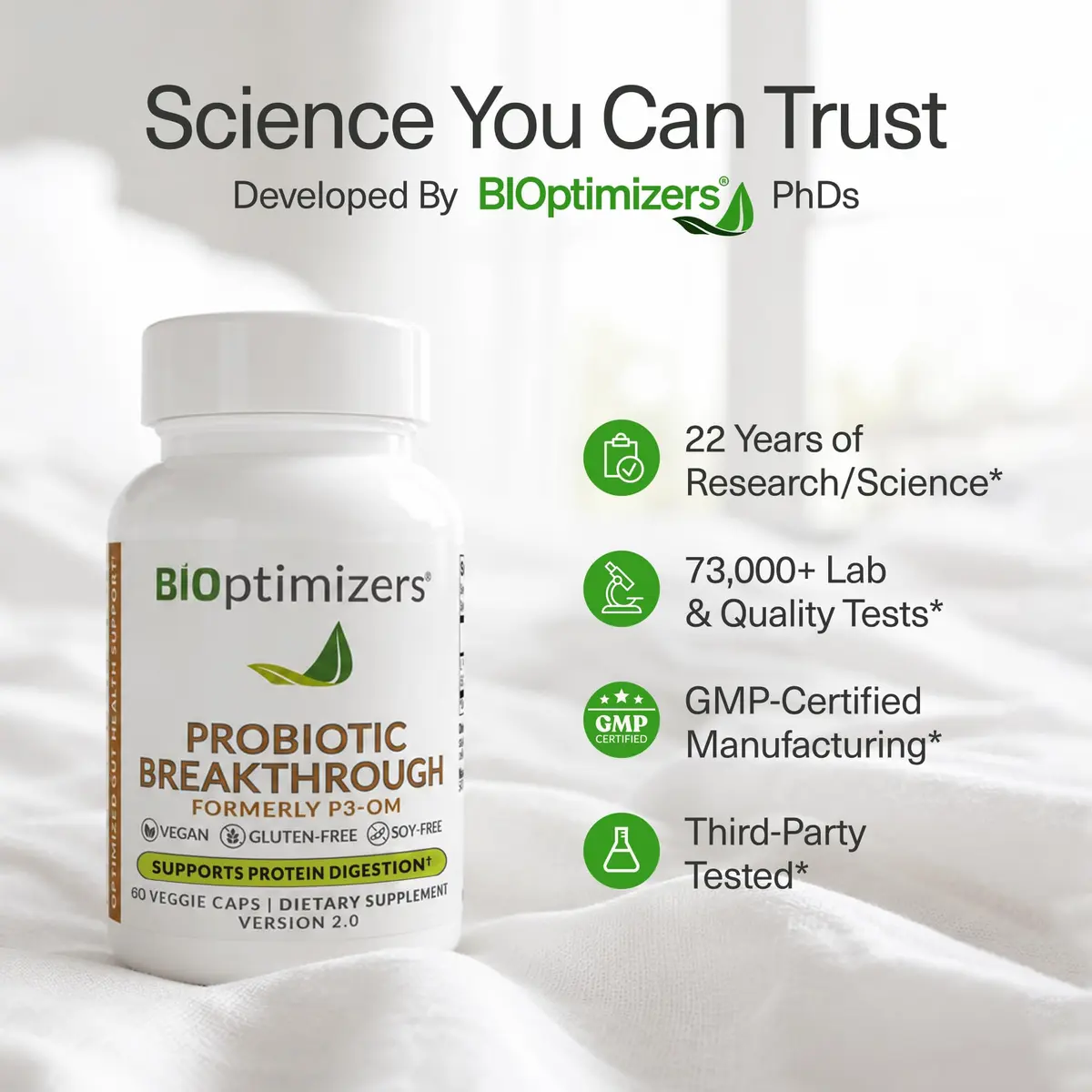BIOptimizers Probiotic Breakthrough Gut & Digestive Support, 60 Capsules | Supports Gut, Immunity & Brain Balance - view 6