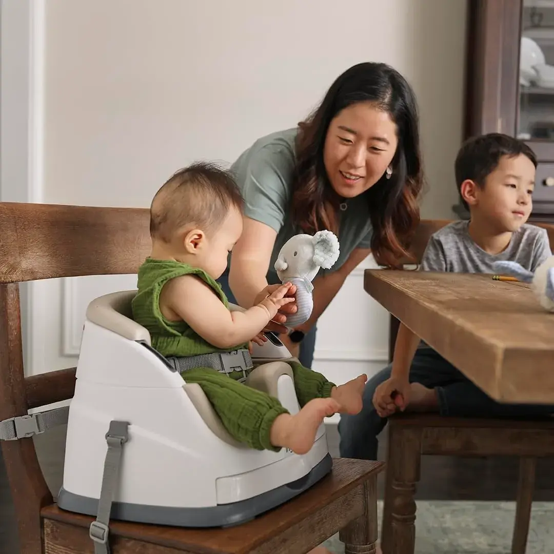 Ingenuity Baby Base 2-in-1 Booster Feeding and Floor Seat with Self-Storing Tray - Cashmere | 43.8cm (17.25in) Width - view 2