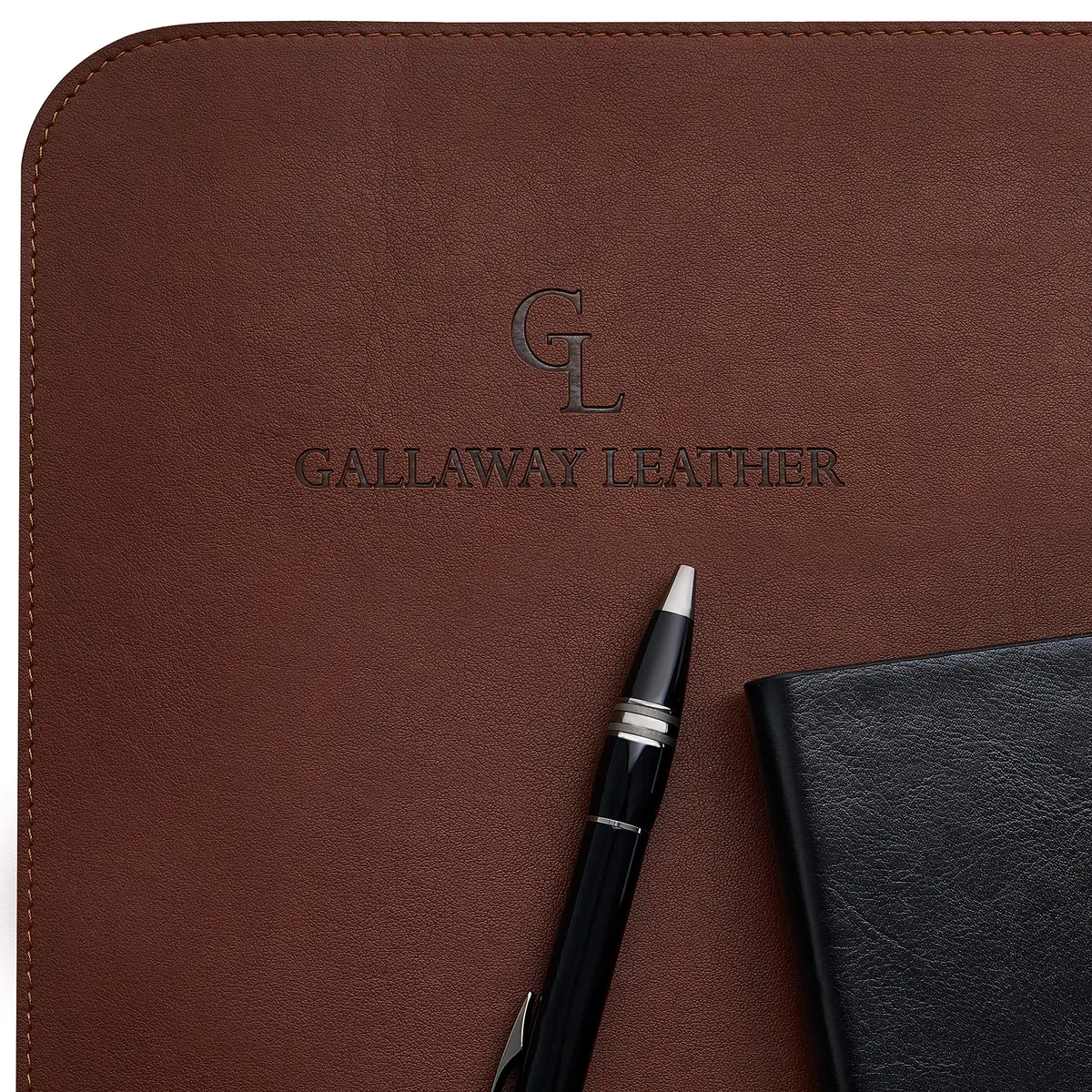 GALLAWAY LEATHER Large Desk Mat 36" x 17" Dark Brown | Elegant PU Leather Office Cover - view 5