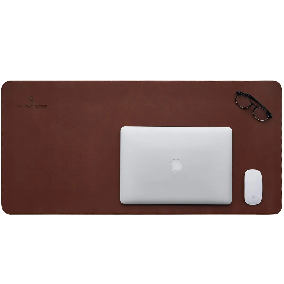 GALLAWAY LEATHER Large Desk Mat 36" x 17" Dark Brown | Elegant PU Leather Office Cover - view 7