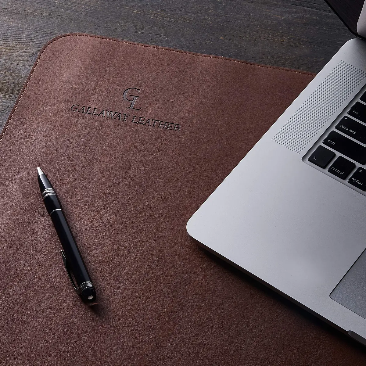 GALLAWAY LEATHER Large Desk Mat 36" x 17" Dark Brown | Elegant PU Leather Office Cover - view 8