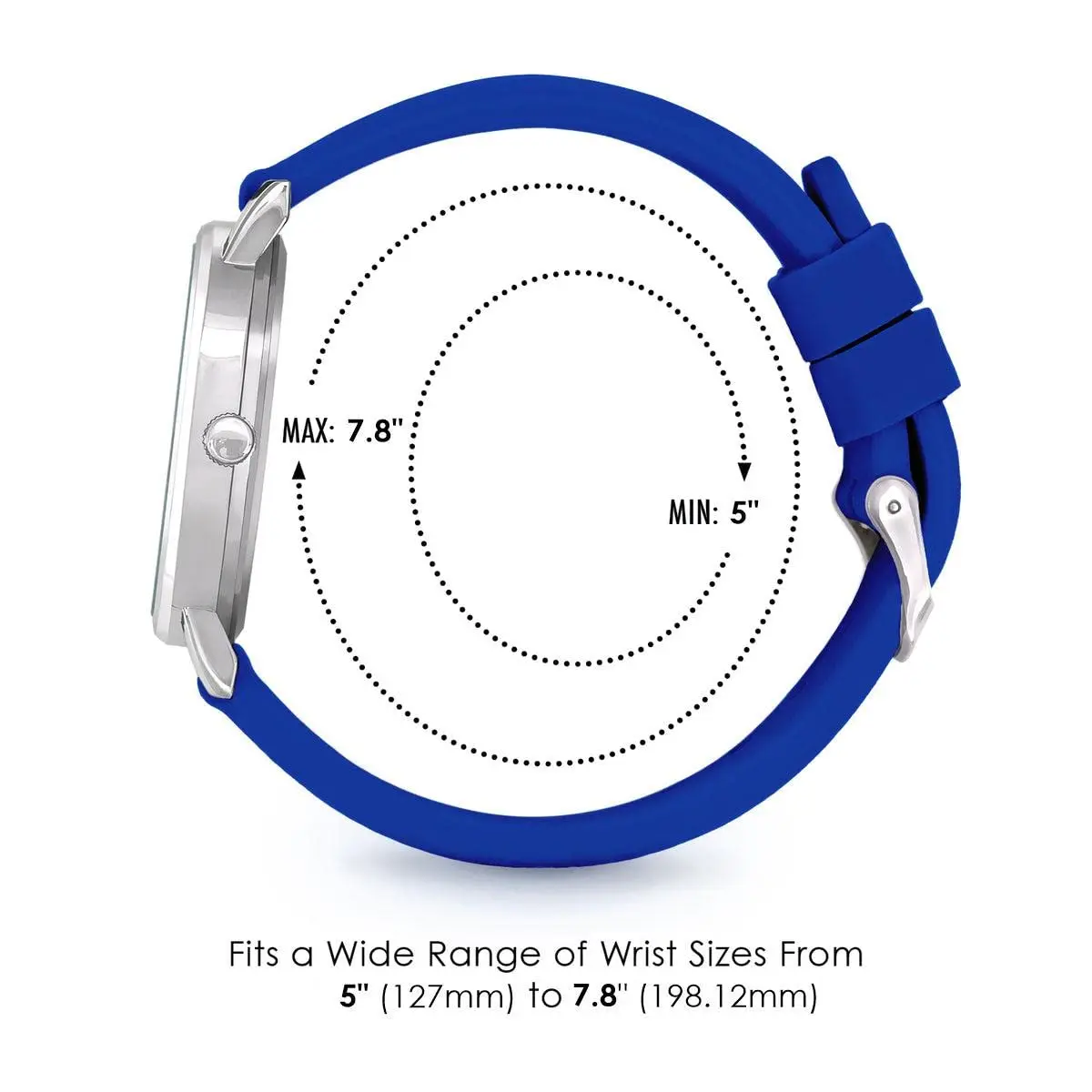 Speidel Water Resistant Scrub Watch 38mm | Easy Read, Unisex Silicone Band, Royal Blue - view 5
