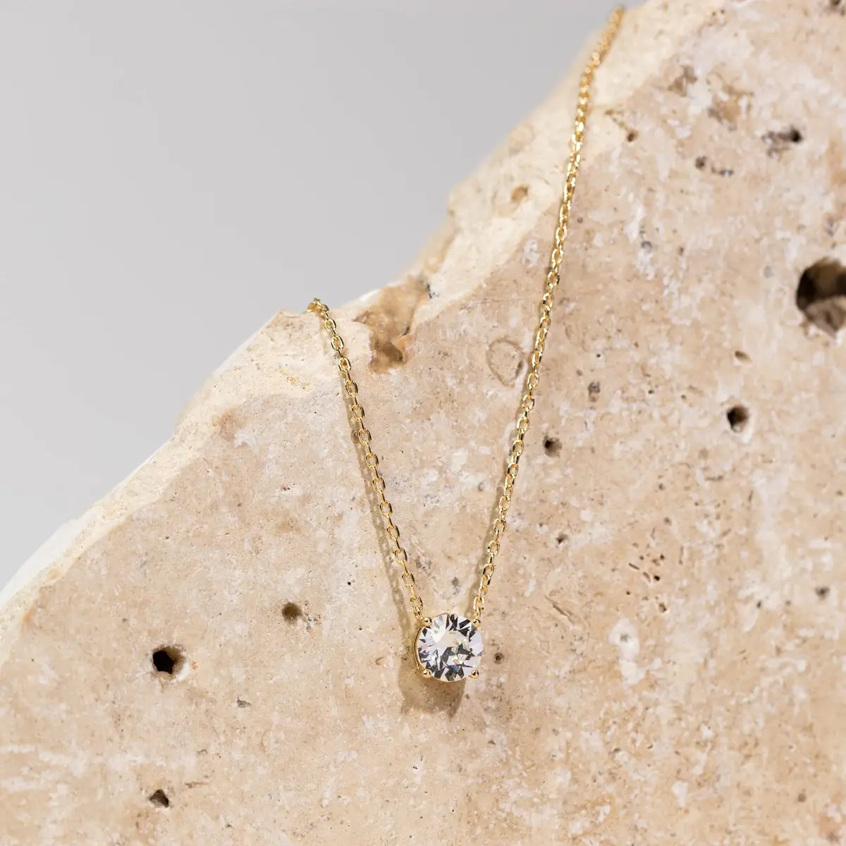 PAVOI 14K Gold Plated Crystal Solitaire Necklace 1.5 Carat | Elegant Gold Pendant for Women - view 3