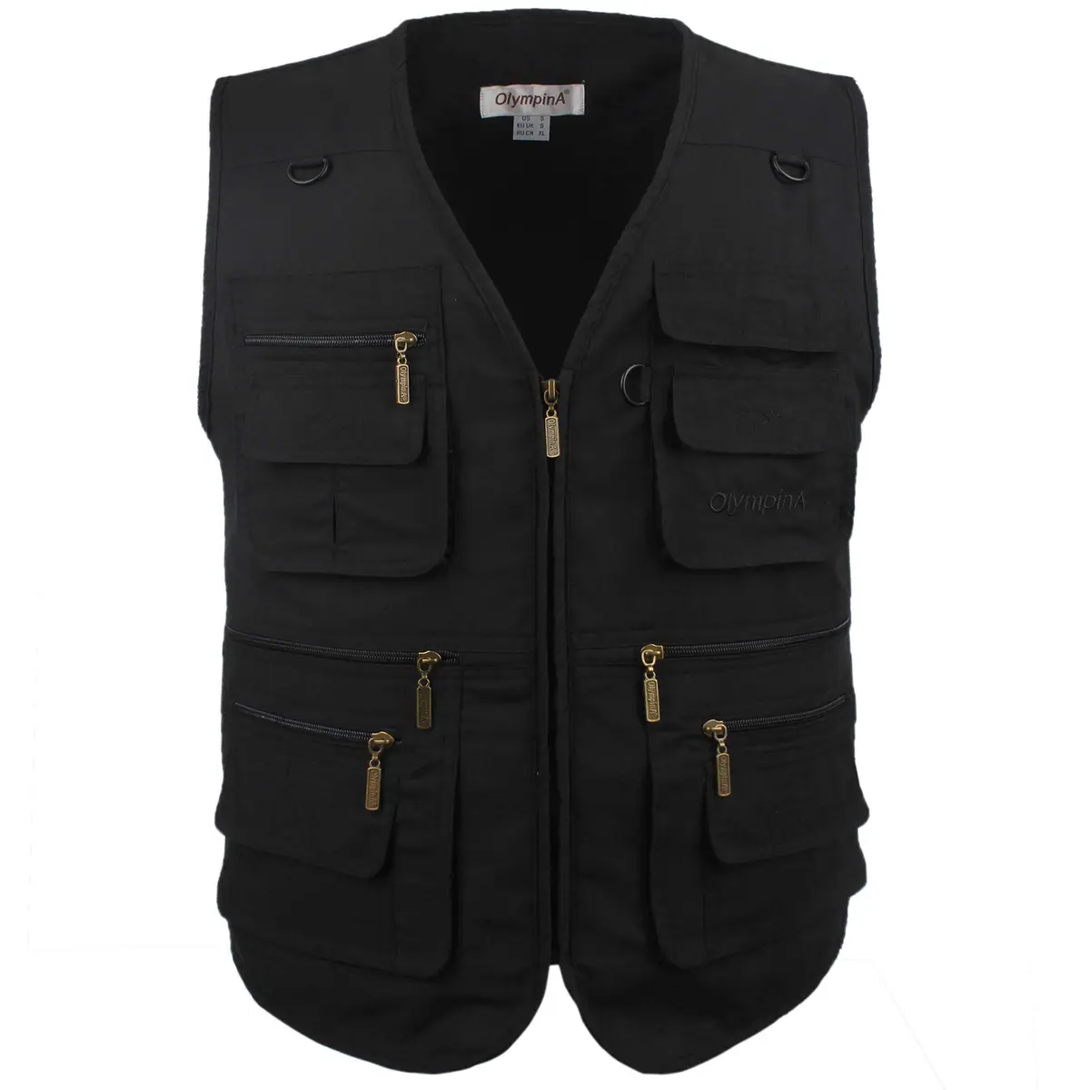 LUSI MADAM Men's Poplin Outdoors Travel Sports Multi-Pockets Work Fishing Vest 2X-Large Black | Utility & Comfort - main product image