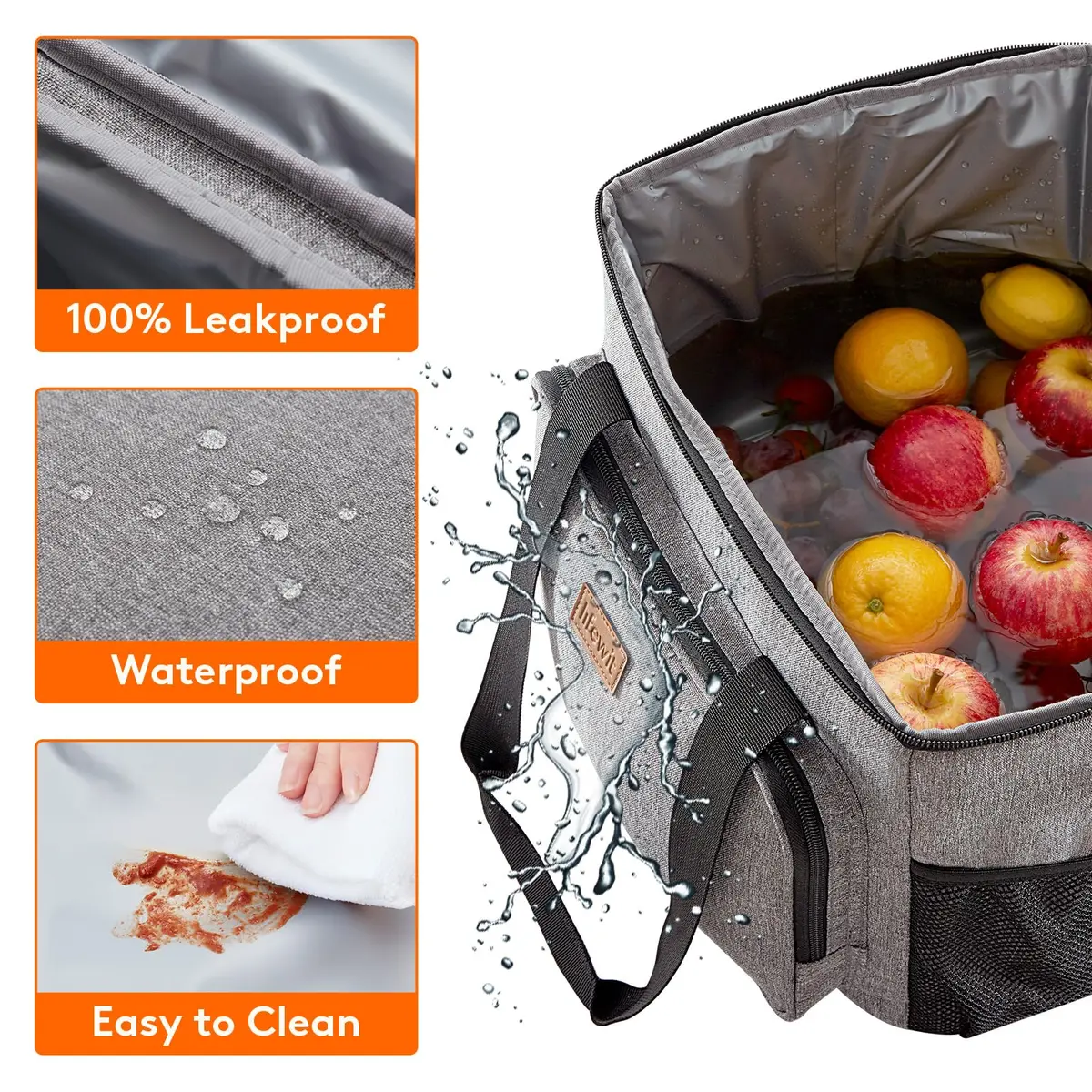 Lifewit Insulated Lunch Box for Men, 24L Gray | Large Capacity Food Cooler for Office & Travel - view 5