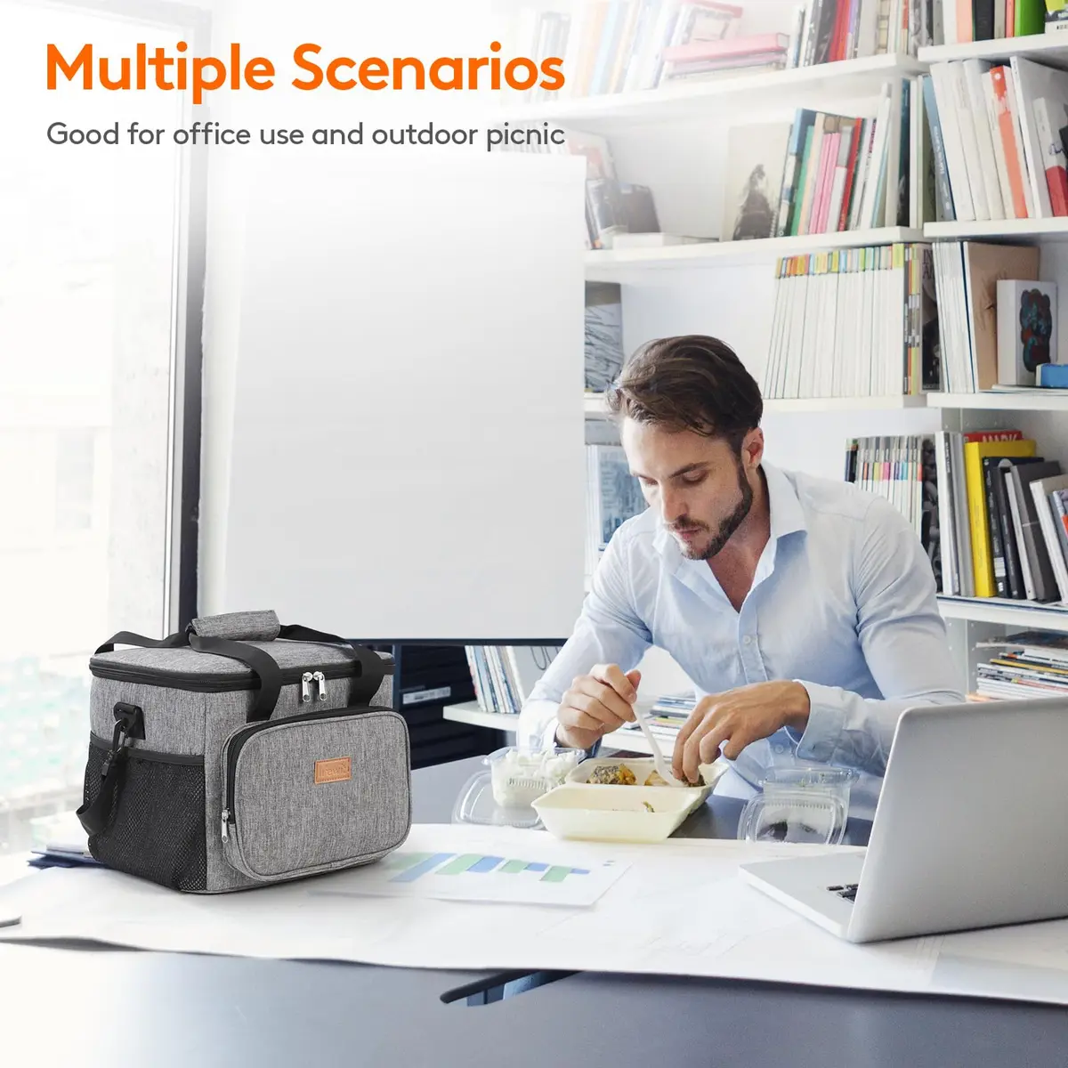 Lifewit Insulated Lunch Box for Men, 24L Gray | Large Capacity Food Cooler for Office & Travel - view 7