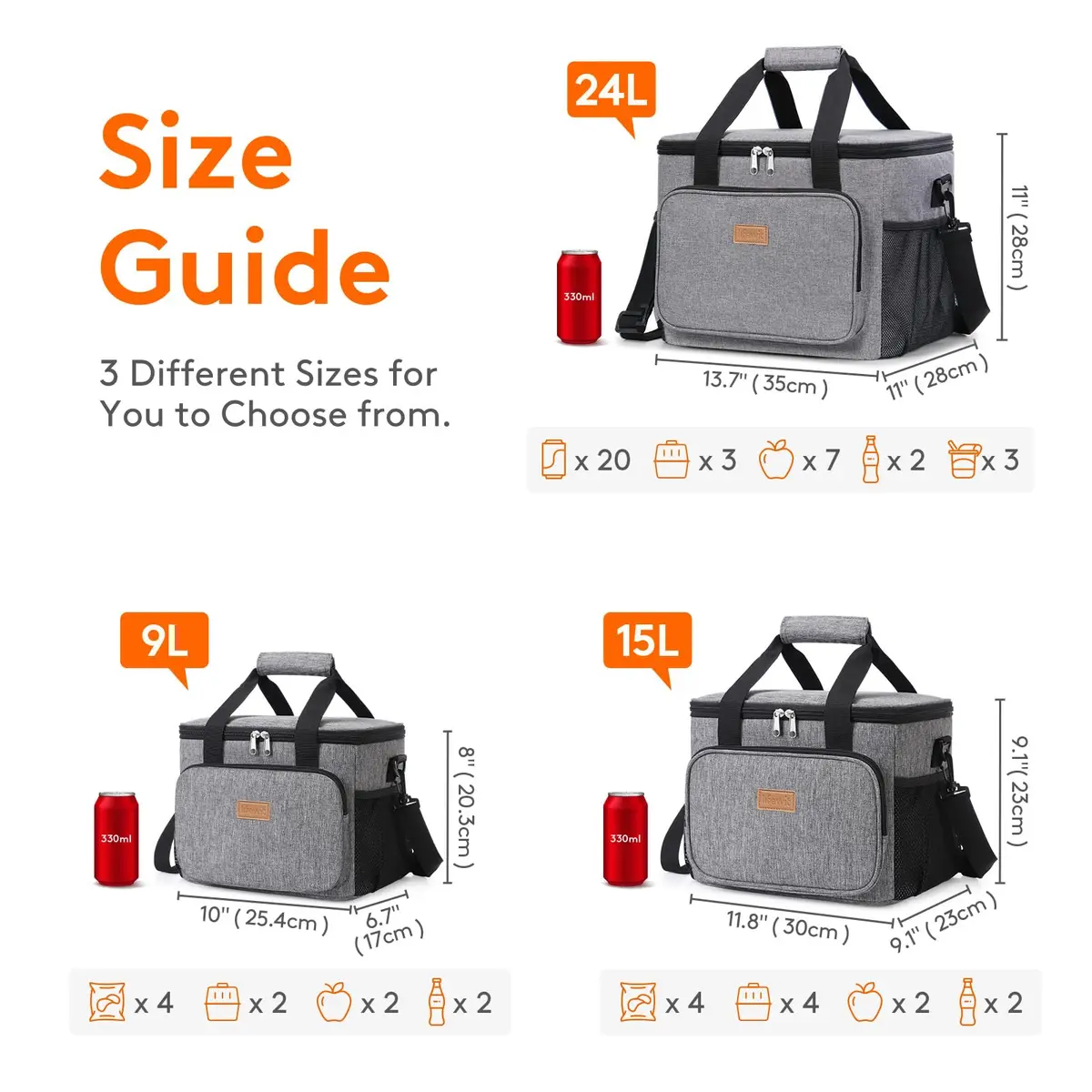 Lifewit Insulated Lunch Box for Men, 24L Gray | Large Capacity Food Cooler for Office & Travel - view 4
