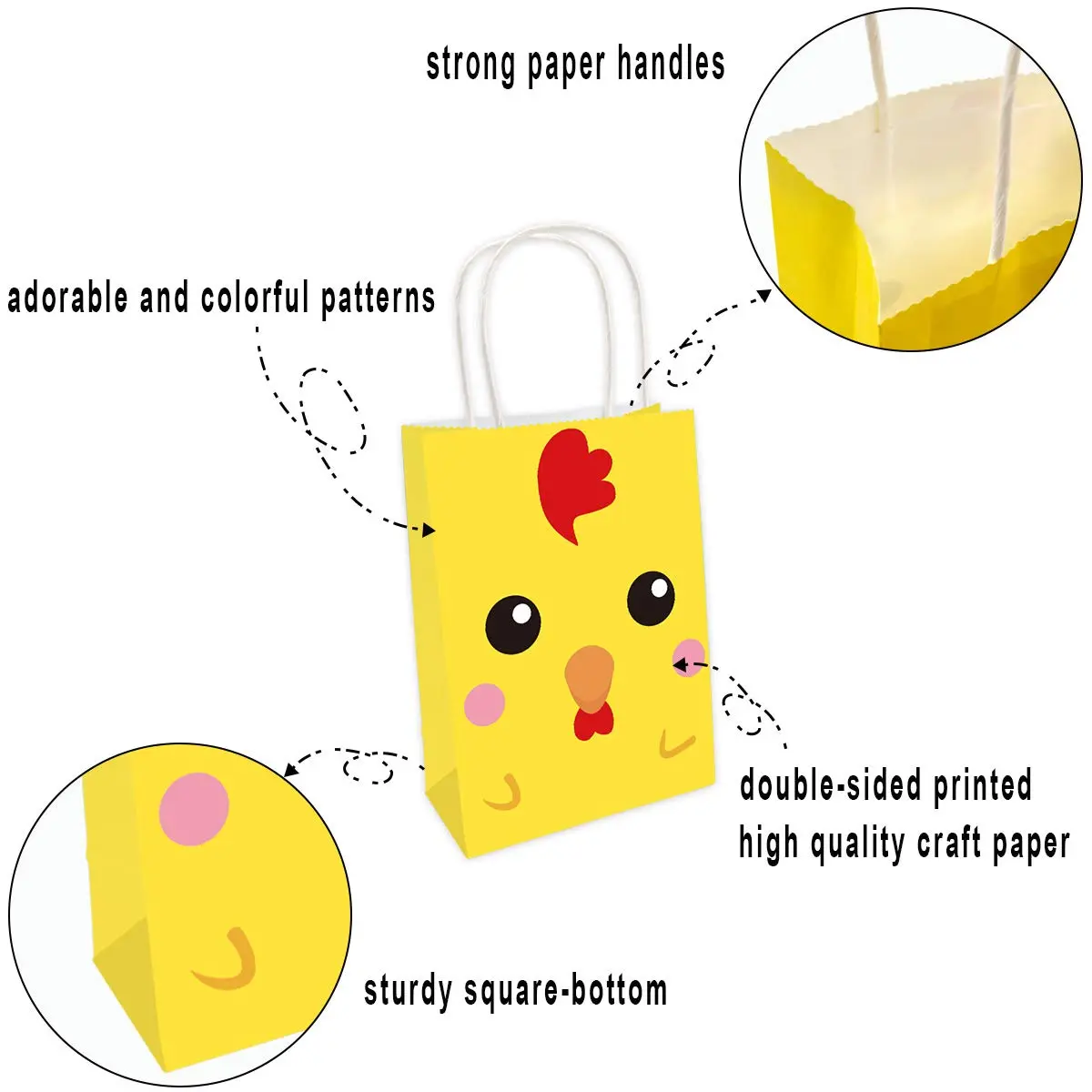 Fancy Land Farm Animal Party Favor Bags Barnyard Goodies Bag with Handles | Reusable, Bright Double-Sided Printed, 18 Pack - view 5
